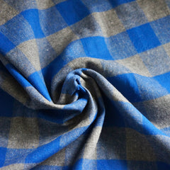 Brushed Check Recycled Cotton - Blue/Grey Buffalo Plaid