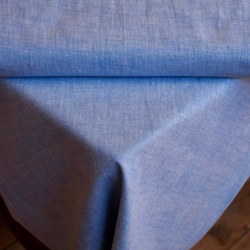 Handwoven Khadi Cotton Shirting - Classic Blue Chambray