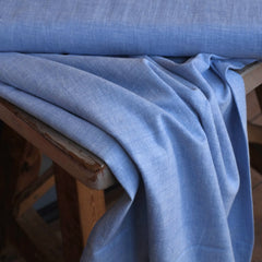 Handwoven Khadi Cotton Shirting - Classic Blue Chambray