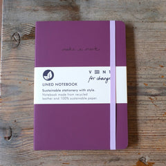 Sustainable Lined Notebook 'Make A Mark' A5  Recycled Leather