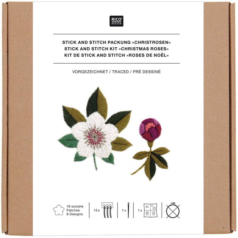 Stick and Stitch Kit - Christmas Roses