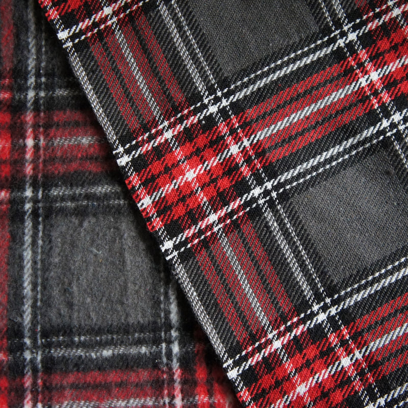Brushed Check Recycled Cotton - Red/Grey Tartan