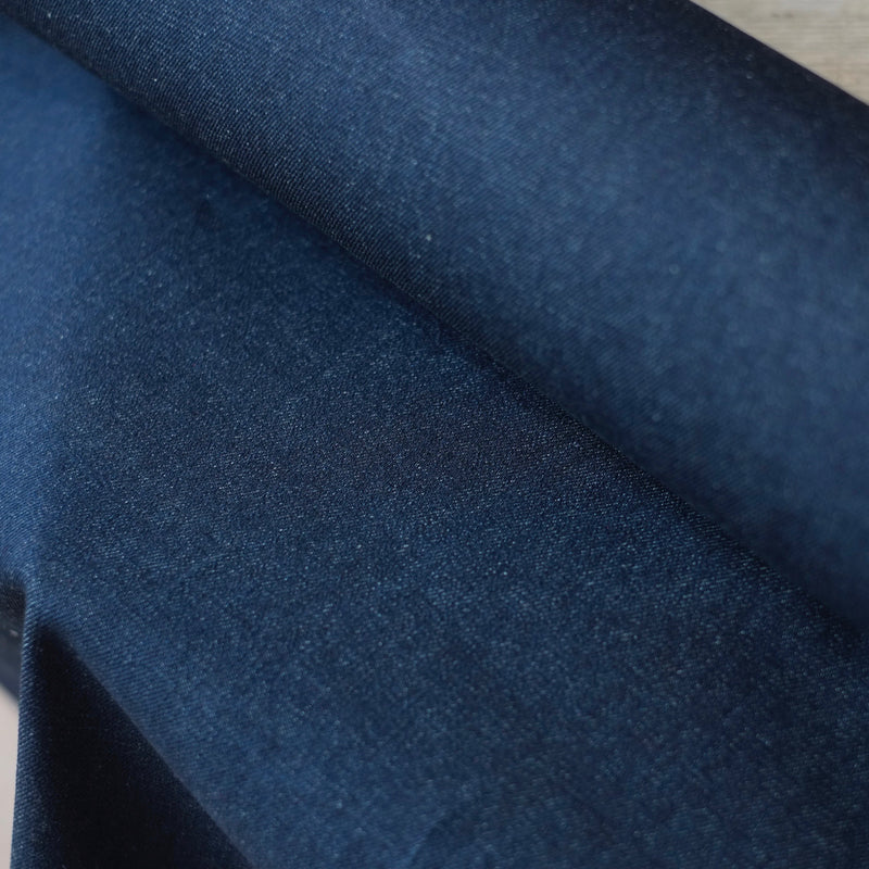 Blue denim fabric on a table at Stag & Bow haberdashery London